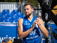 Szymon Rduch participates in the LOTTO 3x3 League basketball game in Sosnowiec, Poland, on September 8, 2024. The Lotto 3x3 Liga tournament...