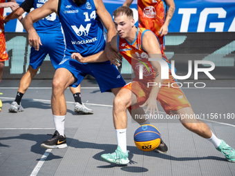 Szymon Wasik participates in the LOTTO 3x3 League basketball game in Sosnowiec, Poland, on September 8, 2024. Lotto 3x3 Liga tournament matc...