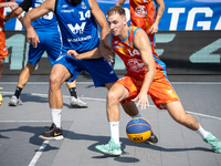 Szymon Wasik participates in the LOTTO 3x3 League basketball game in Sosnowiec, Poland, on September 8, 2024. Lotto 3x3 Liga tournament matc...