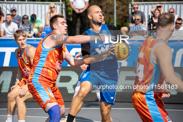 Marcin Zarzeczny participates in the LOTTO 3x3 League basketball game in Sosnowiec, Poland, on September 8, 2024. Lotto 3x3 Liga tournament...