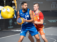 Pawel Pawlowski participates in the LOTTO 3x3 League basketball game in Sosnowiec, Poland, on September 8, 2024. The Lotto 3x3 Liga tourname...