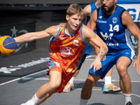 Mateusz Zebrok participates in the LOTTO 3x3 League basketball game in Sosnowiec, Poland, on September 8, 2024. The Lotto 3x3 Liga tournamen...