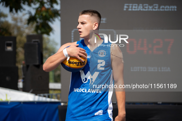 Kacper Ponitka participates in the LOTTO 3x3 League basketball game in Sosnowiec, Poland, on September 8, 2024. Lotto 3x3 Liga tournament ma...