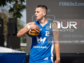 Kacper Ponitka participates in the LOTTO 3x3 League basketball game in Sosnowiec, Poland, on September 8, 2024. Lotto 3x3 Liga tournament ma...