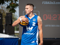 Kacper Ponitka participates in the LOTTO 3x3 League basketball game in Sosnowiec, Poland, on September 8, 2024. Lotto 3x3 Liga tournament ma...