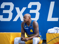 Michael Hicks participates in the LOTTO 3x3 League basketball game in Sosnowiec, Poland, on September 8, 2024. Lotto 3x3 Liga tournament mat...