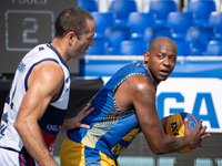 Michael Hicks participates in the LOTTO 3x3 League basketball game in Sosnowiec, Poland, on September 8, 2024. Lotto 3x3 Liga tournament mat...