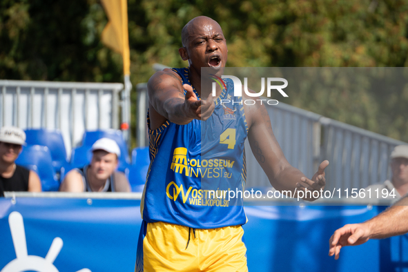 Michael Hicks participates in the LOTTO 3x3 League basketball game in Sosnowiec, Poland, on September 8, 2024. Lotto 3x3 Liga tournament mat...