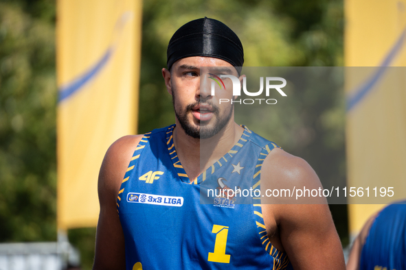 DeAnte Barnes participates in the LOTTO 3x3 League basketball game in Sosnowiec, Poland, on September 8, 2024. The Lotto 3x3 Liga tournament...