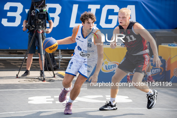 Brajan Platek participates in the LOTTO 3x3 League basketball game in Sosnowiec, Poland, on September 8, 2024. The Lotto 3x3 Liga tournament...