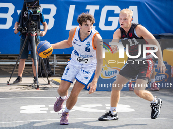 Brajan Platek participates in the LOTTO 3x3 League basketball game in Sosnowiec, Poland, on September 8, 2024. The Lotto 3x3 Liga tournament...