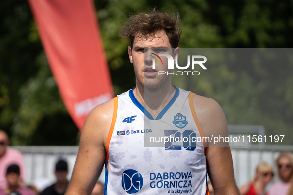 Maksymilian Szefler participates in the LOTTO 3x3 League basketball game in Sosnowiec, Poland, on September 8, 2024. The Lotto 3x3 Liga tour...