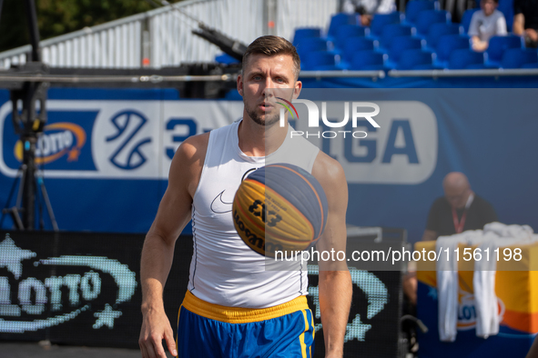 Przemyslaw Zamojski participates in the LOTTO 3x3 League basketball game in Sosnowiec, Poland, on September 8, 2024. The Lotto 3x3 Liga tour...