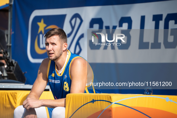 Przemyslaw Zamojski participates in the LOTTO 3x3 League basketball game in Sosnowiec, Poland, on September 8, 2024. The Lotto 3x3 Liga tour...