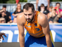 Piotr Karpacz participates in the LOTTO 3x3 League basketball game in Sosnowiec, Poland, on September 8, 2024. The Lotto 3x3 Liga tournament...