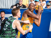 Michael Hicks participates in the LOTTO 3x3 League basketball game in Sosnowiec, Poland, on September 8, 2024. The Lotto 3x3 Liga tournament...