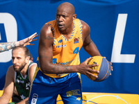 Michael Hicks participates in the LOTTO 3x3 League basketball game in Sosnowiec, Poland, on September 8, 2024. The Lotto 3x3 Liga tournament...