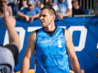 Wojciech Leszczynski participates in the LOTTO 3x3 League basketball game in Sosnowiec, Poland, on September 8, 2024. The Lotto 3x3 Liga tou...