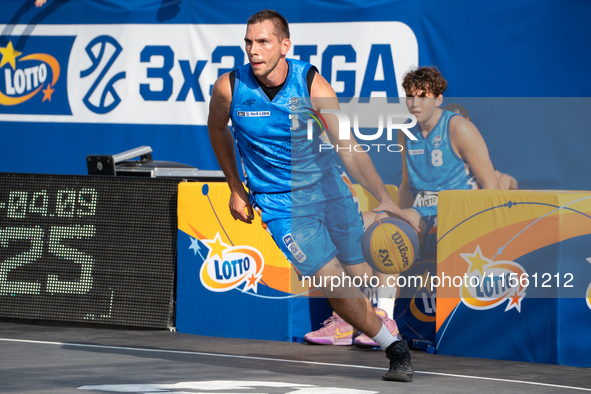 Wojciech Leszczynski participates in the LOTTO 3x3 League basketball game in Sosnowiec, Poland, on September 8, 2024. The Lotto 3x3 Liga tou...