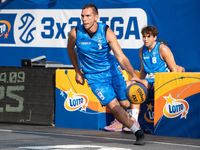 Wojciech Leszczynski participates in the LOTTO 3x3 League basketball game in Sosnowiec, Poland, on September 8, 2024. The Lotto 3x3 Liga tou...