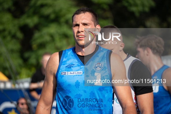 Wojciech Leszczynski participates in the LOTTO 3x3 League basketball game in Sosnowiec, Poland, on September 8, 2024. The Lotto 3x3 Liga tou...