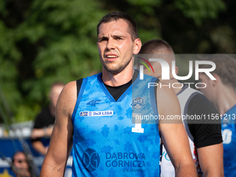 Wojciech Leszczynski participates in the LOTTO 3x3 League basketball game in Sosnowiec, Poland, on September 8, 2024. The Lotto 3x3 Liga tou...