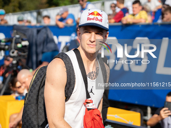 Polish dunker Piotr GRABO Grabowski attends the LOTTO 3x3 League basketball tournament in Sosnowiec, Poland, on September 8, 2024. (