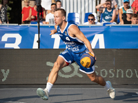 Damian Durski participates in the LOTTO 3x3 League basketball game in Sosnowiec, Poland, on September 8, 2024. The Lotto 3x3 Liga tournament...