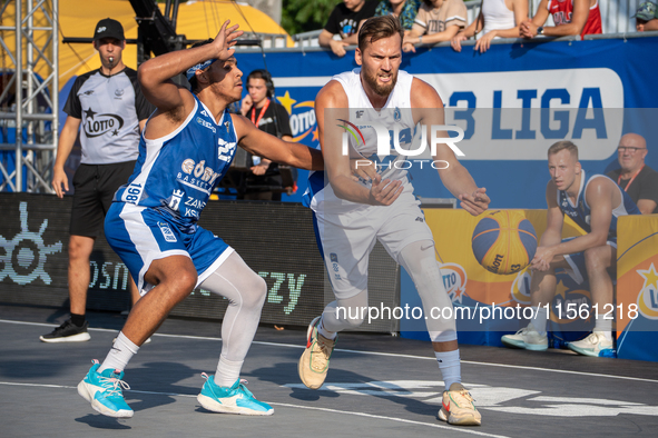 Szymon Rduch participates in the LOTTO 3x3 League basketball game in Sosnowiec, Poland, on September 8, 2024. Lotto 3x3 Liga tournament matc...