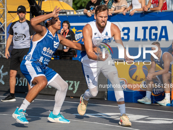 Szymon Rduch participates in the LOTTO 3x3 League basketball game in Sosnowiec, Poland, on September 8, 2024. Lotto 3x3 Liga tournament matc...