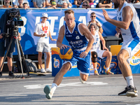 Damian Durski participates in the LOTTO 3x3 League basketball game in Sosnowiec, Poland, on September 8, 2024. The Lotto 3x3 Liga tournament...