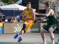 Wiktor Sewiol participates in the LOTTO 3x3 League basketball game in Sosnowiec, Poland, on September 8, 2024. The Lotto 3x3 Liga tournament...