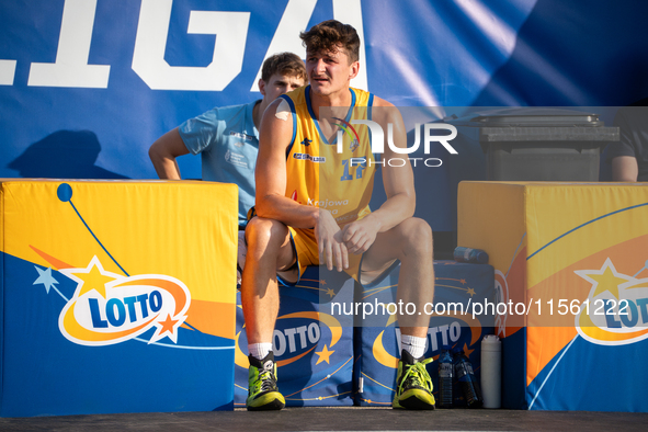 Mateusz Stawiak participates in the LOTTO 3x3 League basketball game in Sosnowiec, Poland, on September 8, 2024. The Lotto 3x3 Liga tourname...