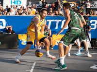 Grzegorz Kaminski participates in the LOTTO 3x3 League basketball game in Sosnowiec, Poland, on September 8, 2024. The Lotto 3x3 Liga tourna...