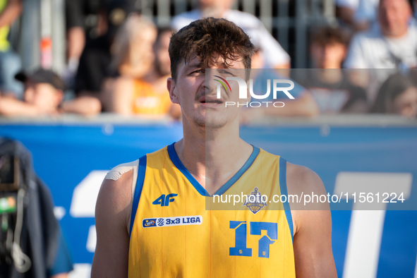 Mateusz Stawiak participates in the LOTTO 3x3 League basketball game in Sosnowiec, Poland, on September 8, 2024. The Lotto 3x3 Liga tourname...