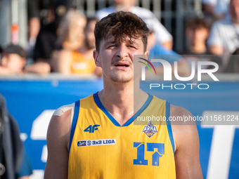 Mateusz Stawiak participates in the LOTTO 3x3 League basketball game in Sosnowiec, Poland, on September 8, 2024. The Lotto 3x3 Liga tourname...