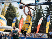 Wiktor Sewiol participates in the LOTTO 3x3 League basketball game in Sosnowiec, Poland, on September 8, 2024. The Lotto 3x3 Liga tournament...