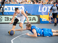 Kacper Ponitka and Krystian Zawadzki during the LOTTO 3x3 League basketball game in Sosnowiec, Poland, on September 8, 2024. Lotto 3x3 Liga...