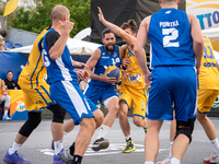 Pawel Pawlowski participates in the LOTTO 3x3 League basketball game in Sosnowiec, Poland, on September 8, 2024. The Lotto 3x3 Liga tourname...