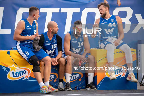 KK Anwil Wloclawek players participate in the LOTTO 3x3 League basketball game in Sosnowiec, Poland, on September 8, 2024. Lotto 3x3 Liga to...