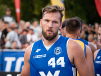 Szymon Rduch participates in the LOTTO 3x3 League basketball game in Sosnowiec, Poland, on September 8, 2024. The Lotto 3x3 Liga tournament...