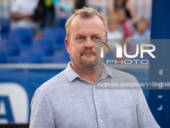 Mayor of Sosnowiec Arkadiusz Checinski attends the LOTTO 3x3 League basketball tournament in Sosnowiec, Poland, on September 8, 2024. (