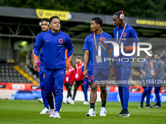 Netherlands player Million Manhoef, Netherlands player Ryan Flamingo, and Netherlands player Emmanuel Emegha during the match between the Ne...