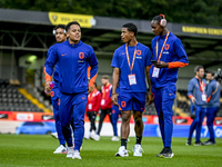 Netherlands player Million Manhoef, Netherlands player Ryan Flamingo, and Netherlands player Emmanuel Emegha during the match between the Ne...