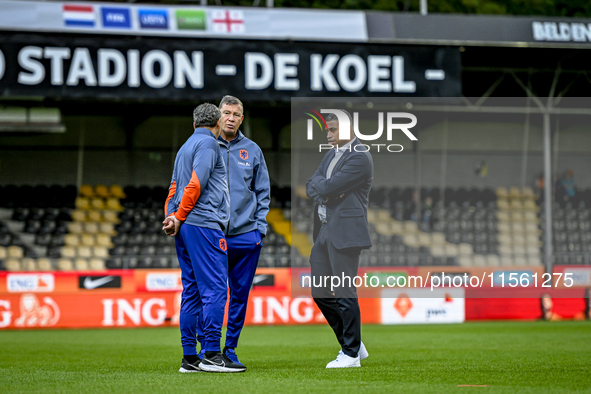 Netherlands assistant trainer Leeroy Echteld and Netherlands trainer coach Michael Reiziger during the match between Netherlands and Georgia...