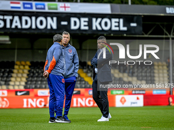 Netherlands assistant trainer Leeroy Echteld and Netherlands trainer coach Michael Reiziger during the match between Netherlands and Georgia...