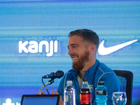 Iker Muniain gestures as he is unveiled at Estadio Pedro Bidegain in Buenos Aires, Argentina, on September 9, 2024. (