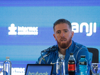 Iker Muniain gestures as he is unveiled at Estadio Pedro Bidegain in Buenos Aires, Argentina, on September 9, 2024. (