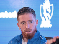 In Buenos Aires, Argentina, on September 9, 2024, Spanish footballer Iker Muniain speaks at a press conference after practicing with the San...