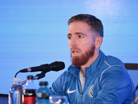 In Buenos Aires, Argentina, on September 9, 2024, Spanish footballer Iker Muniain speaks at a press conference after practicing with the San...